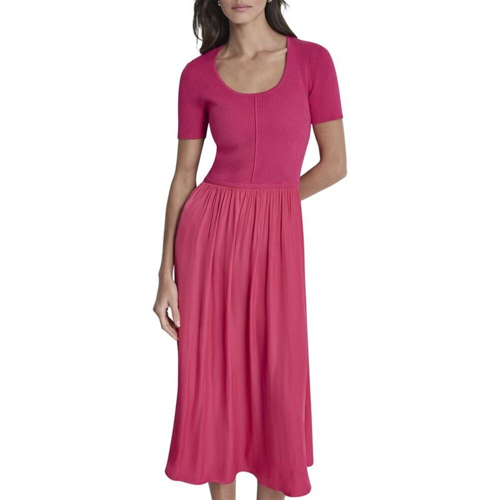 Dkny Womens Mix Media Spun Sweaterdress, Pink